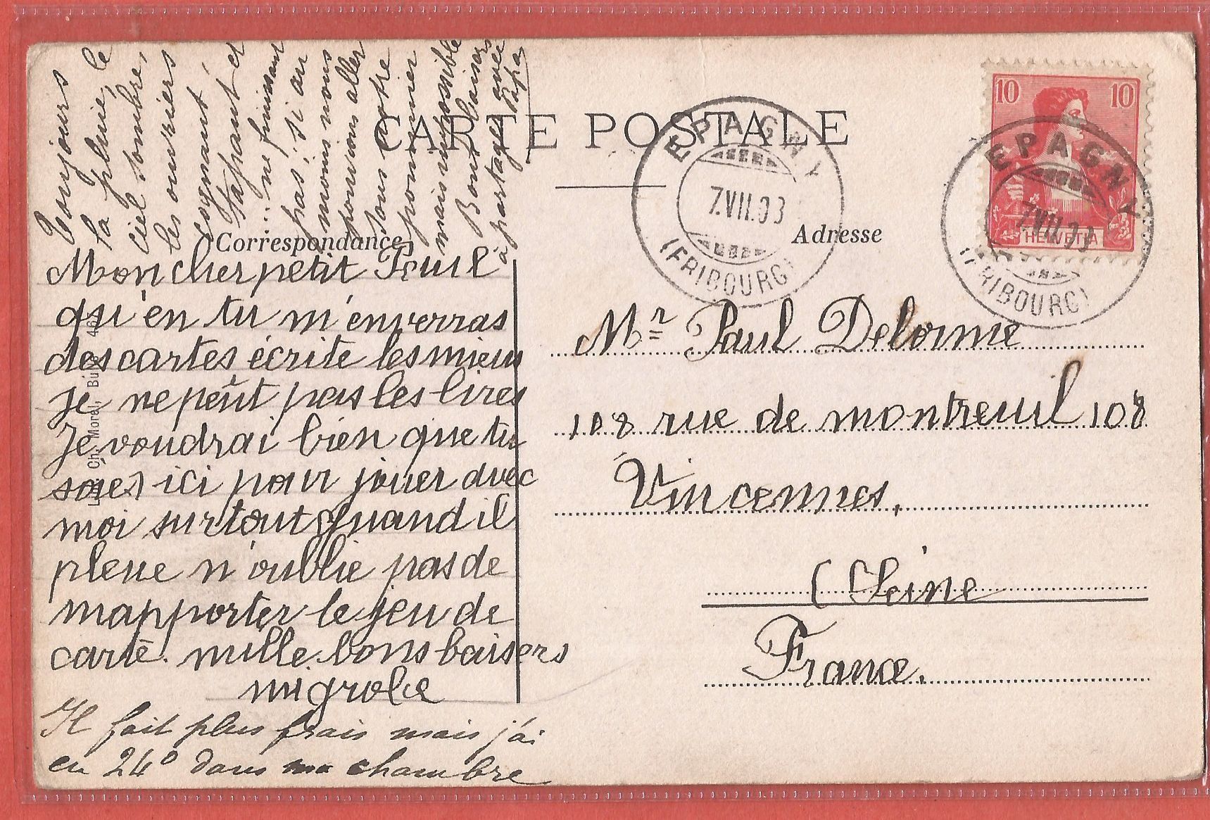Cartoline postali: Montbovon mit Rochers de Naye - 1908 – Usato da Fislisbach venduto da Porano 1