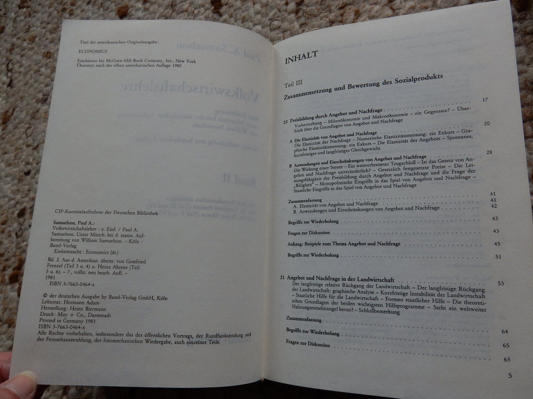 Bücher: Volkswirtschaftslehre 1 + 2 Paul A. Samuelson Studium – Gebraucht aus Jona von JOberg_25 4