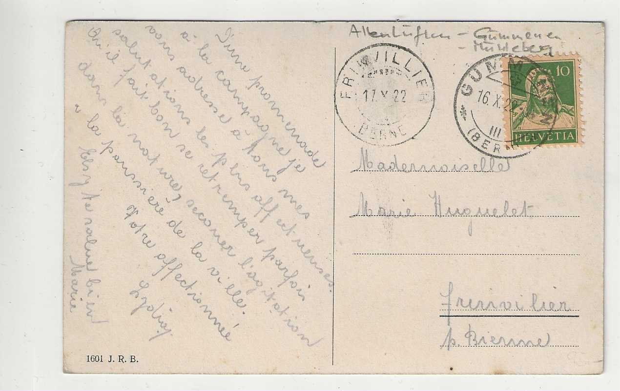 Cartoline postali: Allenlüften, 1922 – Usato da Spiez venduto da Niesen20 1