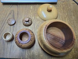 Handgefertigte Holzdosen, 3er Set (D)