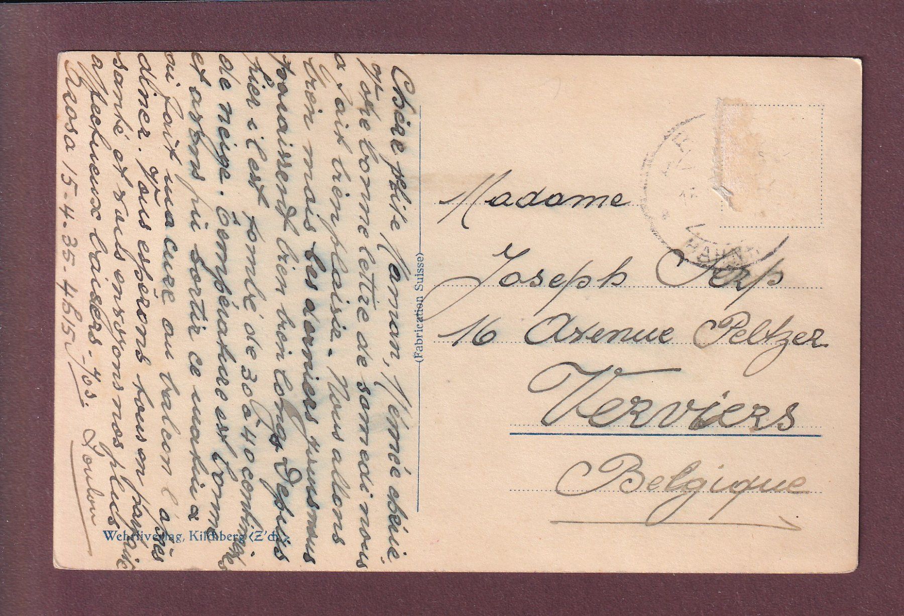 Cartoline postali: AROSA - Am Untersee - 1935 – Usato da Pully venduto da nicecards 1