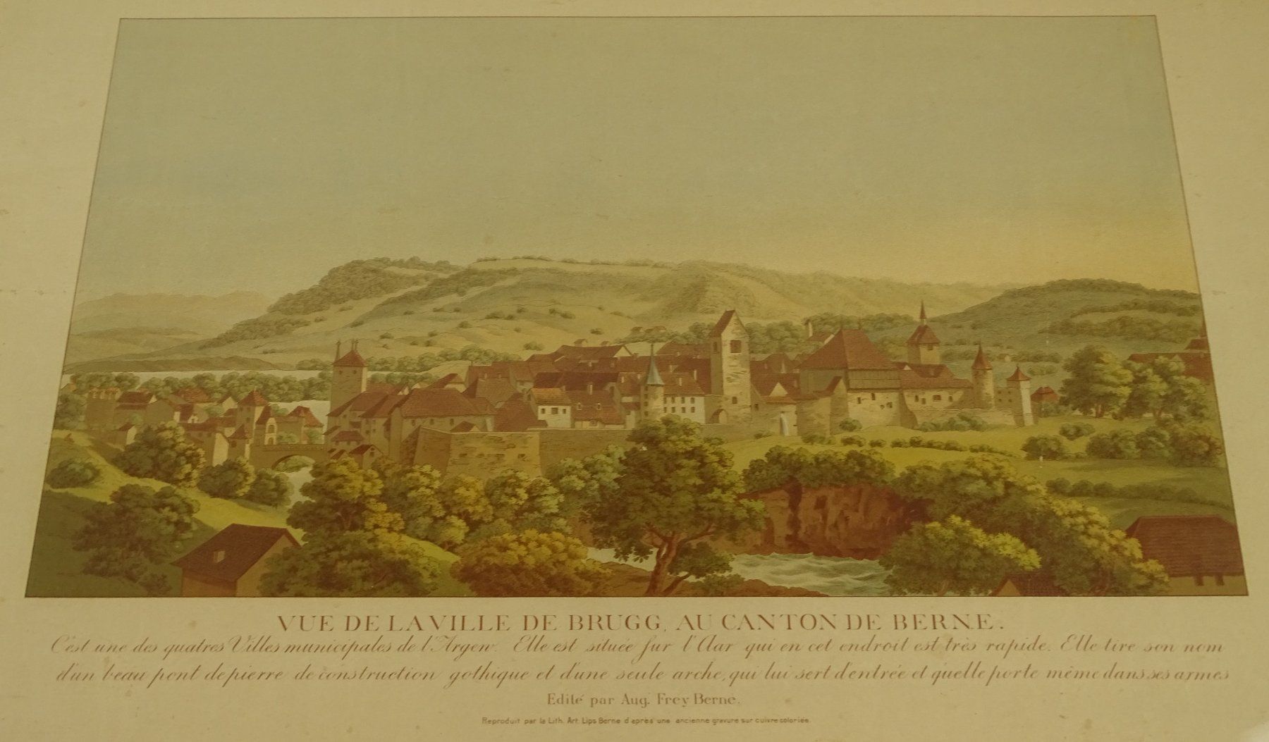 Incisioni: BRUGG FARBLITHOGRAPHIE UM 1890 – Usato da Grüningen venduto da Kartensammler 1