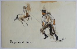 Bild Gemälde Aquarell: Cayó en el lazo..., 1960