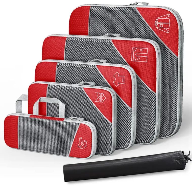 Compressed travel bags organizer 6 pieces red Kaufen auf Ricardo