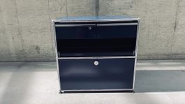 USM Haller Sideboard 1x2 Stahlblau, Auszüge + Klapptür