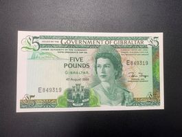 Banknote Gibraltar, 1988, 5 Pounds, P 21 b, unzirkuliert