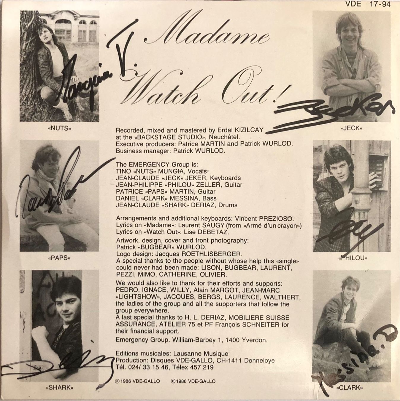 Dischi in vinile: EMERGENCY - MADAME – Usato da Poliez-Pittet venduto da Newtown-Records 1