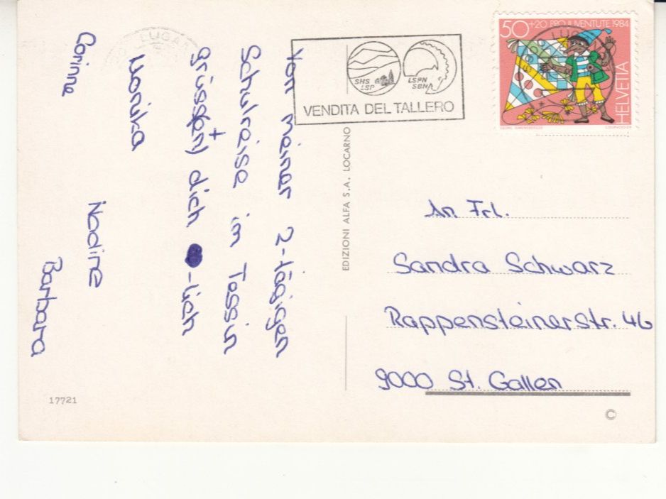 Cartoline postali: Lugano 1985 – Usato da Bürglen TG venduto da StampGraf 1