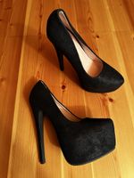 Schwarze Kunst Wildleder-Pumps, Grösse 37 - Elegante Schuhe!