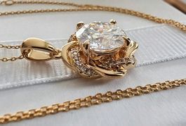 Halskette 14k Goldfillet mit 3ct. Moissanite