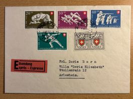 Pro Patria Satzbrief 1950 Nr. 46-50, Eilsendung, SBK 130