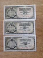 Trois billets d'Yougslavie 500 fin SUP