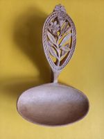 Cuillère à crème ancienne en bois - Fleurs