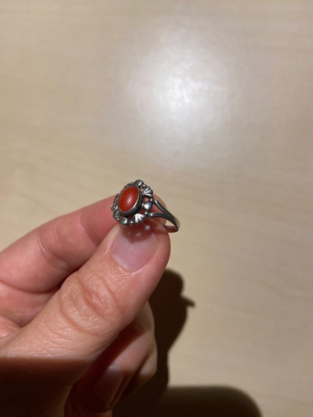 Anelli: Jugendstil Dänemark Koralle Silber Ring mit Stempel 830S – Usato da Niederhasli venduto da YHHC 3