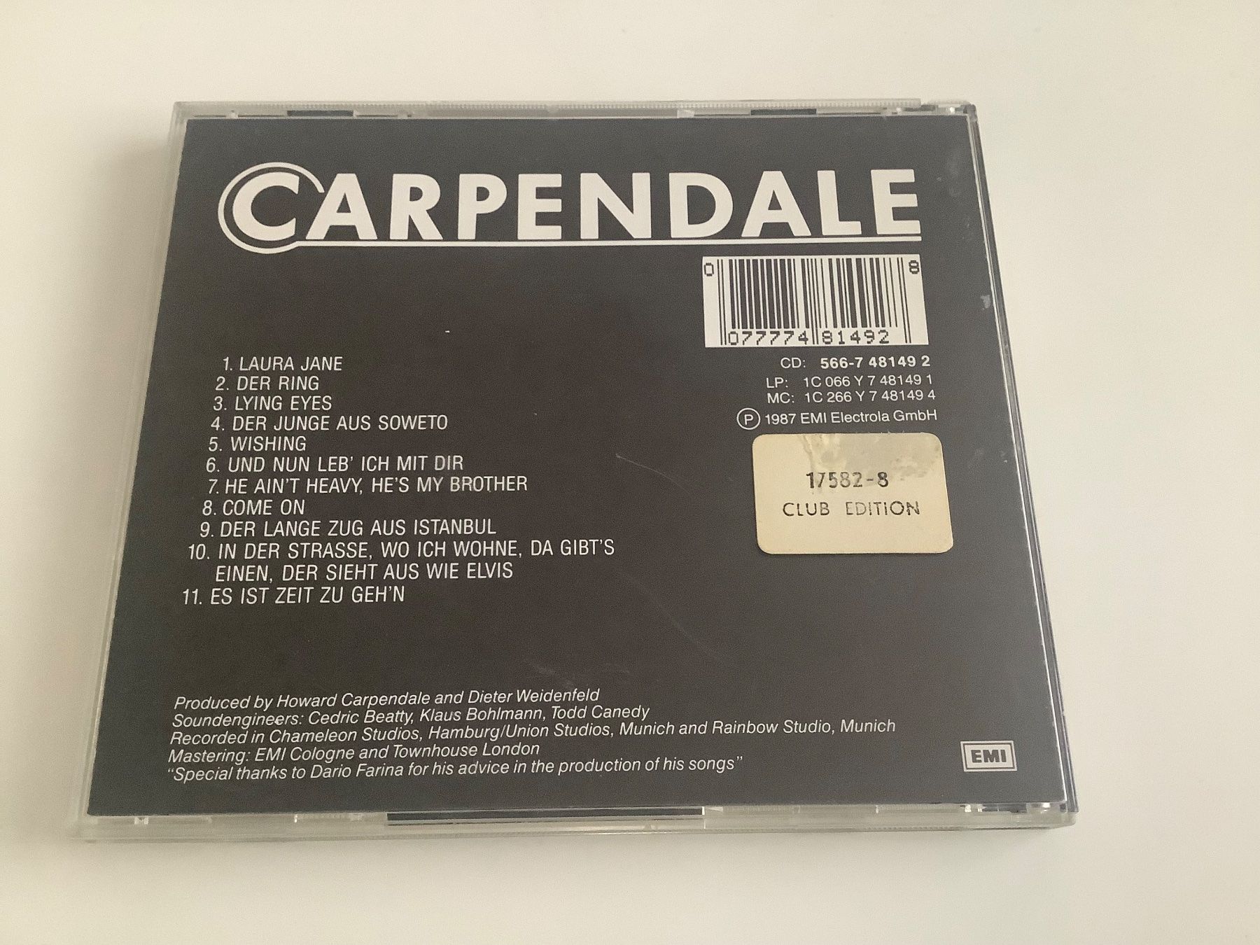 CD: Carpendale / Carpendale / 1987 – Usato da Dübendorf venduto da Shreck 1