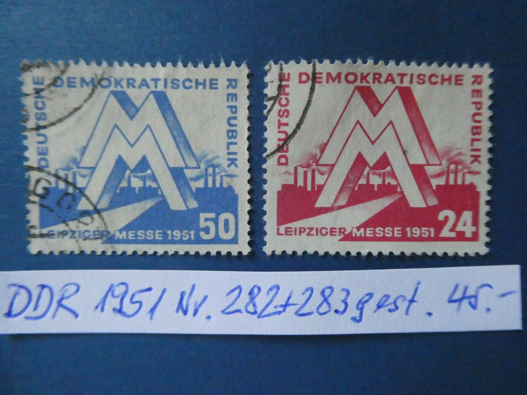 Tutti i francobolli: DDR 1951 Nr. 282+283 gestempelt – Usato da Lausen venduto da Herbamare01