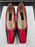 Eleganter Pumps Schwarz Rot aus Leder Gr. 37.5