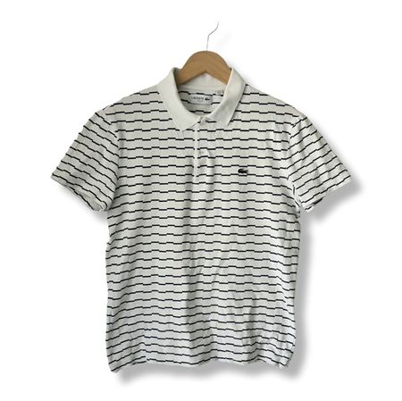 Polo Lacoste rayé blanc et noir