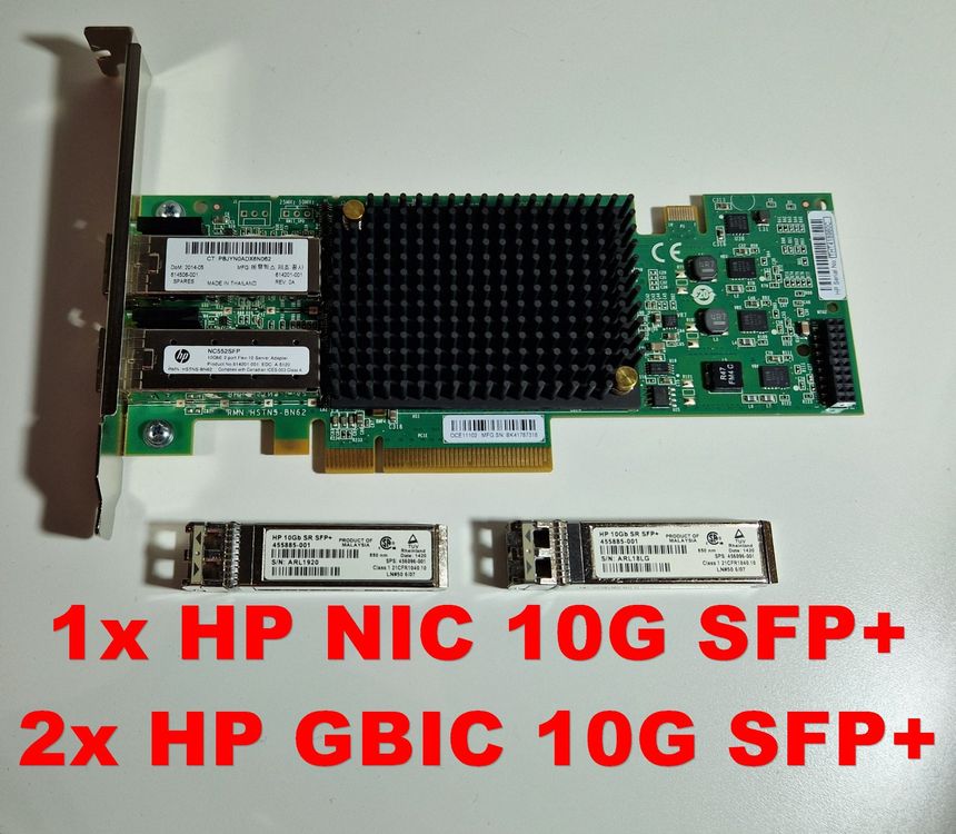 HP/HPE NC552SFP 10G/GB SFP+ 614201-001 NIC + 2xHP 10G GIBC (Gebraucht ...