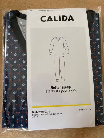 CALIDA Herren Schlafanzug, Grösse XXL, dunkel blau - Neu
