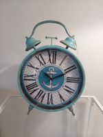 Vintage Stand und Wanduhr, Farbe türkis-antik, 8 x 30 x 43cm