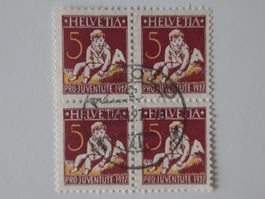 Znr. J41 (Mi. 222) 1927, im Viererblock, gestempelt