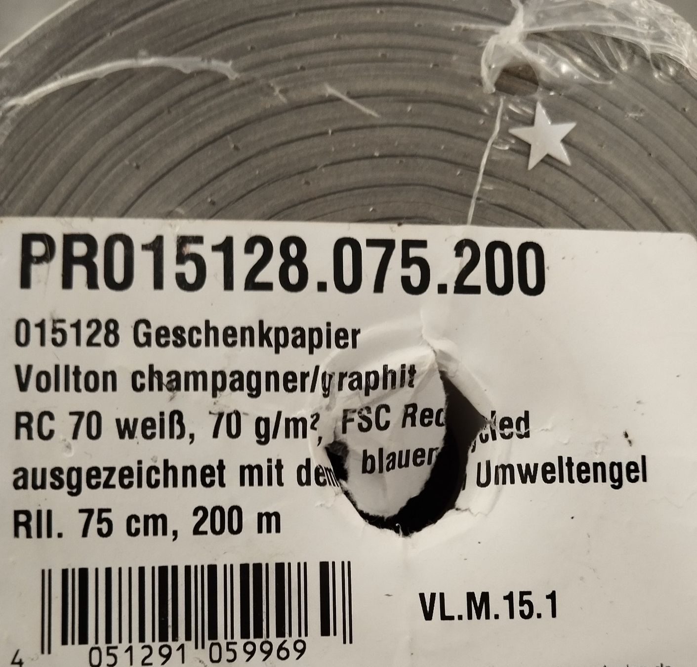 Carta: Geschenkpapier Champagner/Graphit 70g/m2 75cm 200m neu – Nuovo e nell'imballaggio originale da Birmensdorf ZH venduto da RehliAllerlei 1