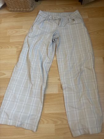 Stoffhose kariert beige weiss Grösse 38 guter Zustand
