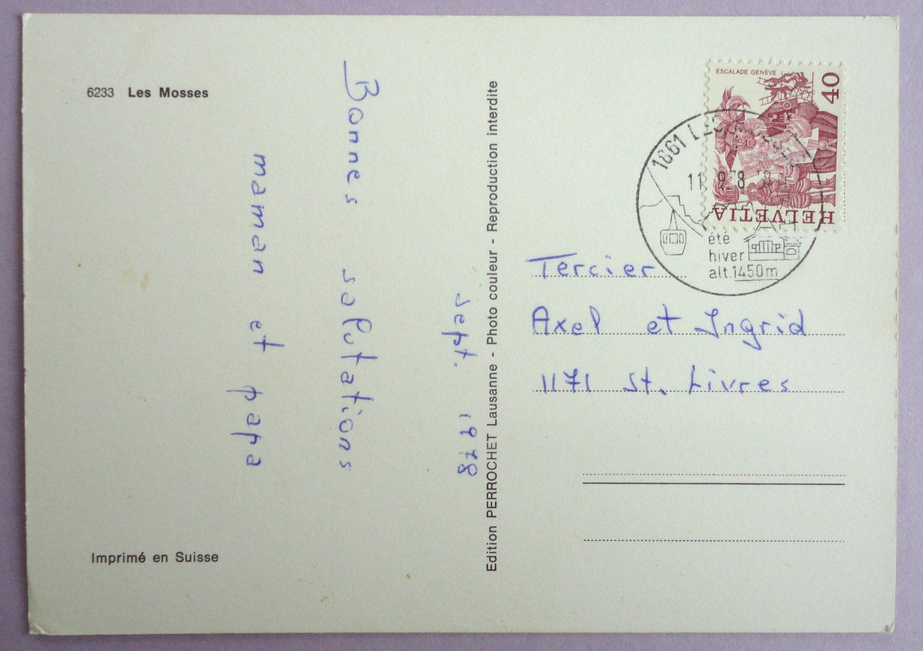Cartes postales: Les Mosses – D'occasion à Fétigny par Billy2miny 1