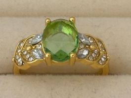 Luxus Elegante Gr.19/9 Ring Farbe: Gold /  Grün