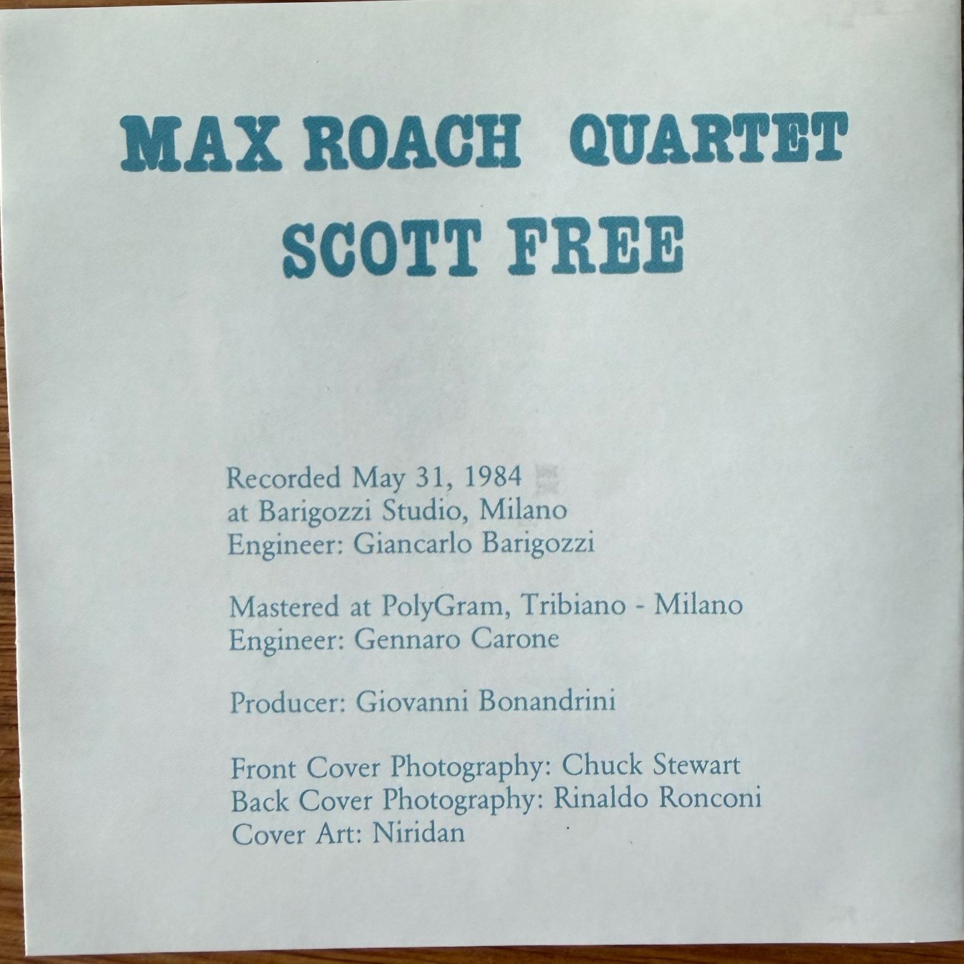 CD: Max Roach Quartet - Scott Free (CD) Soul Note 1984 – Usato da Zug venduto da Mirare9 1