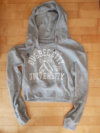 Kapuzenpullover bauchfrei grau Grösse S