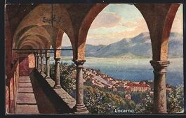 Locarno, Balkon mit Blick auf den Ort