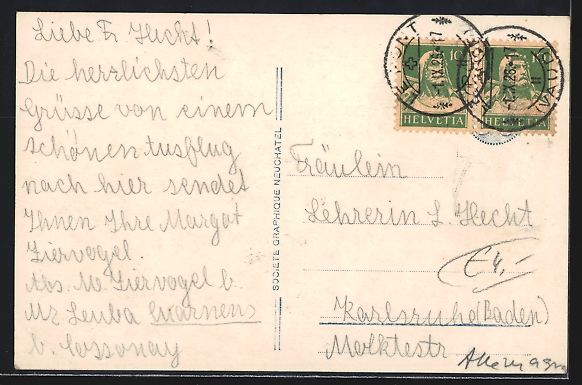 Cartoline postali: AK Vaulion, L'Abbaye e Dent de Vaulion – Usato da Berlin venduto da bartko-reher 1