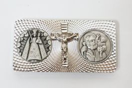 Antik Christophorus & Madonna Magnet Plakette NOS
