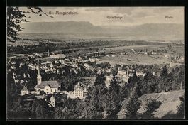 St. Margarethen, Ortsansicht mit Rhein u