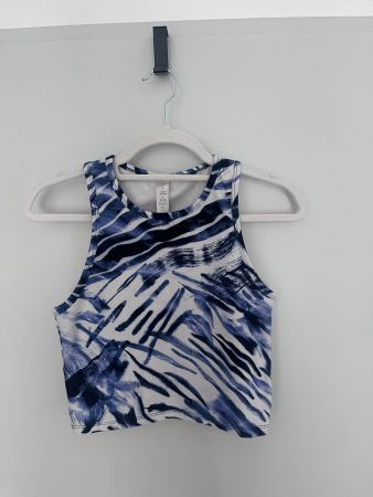Blue/white sports crop top