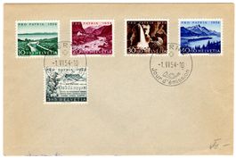 Pro Patria 1954 - FDC mit französischem Ausgabetagstempel