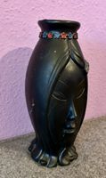 Vase au visage féminin japonais noir style vintage 🏺