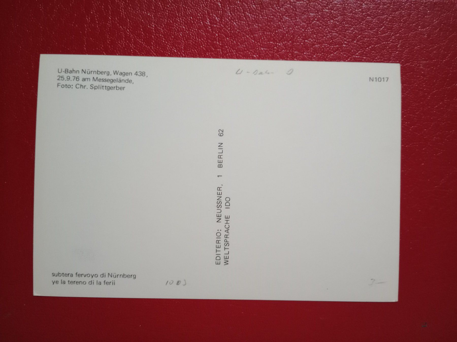 Cartoline postali: AK Bahn U-Bahn Nürnberg Wagen 438 – Usato da Küttigen venduto da Melisch1000 1