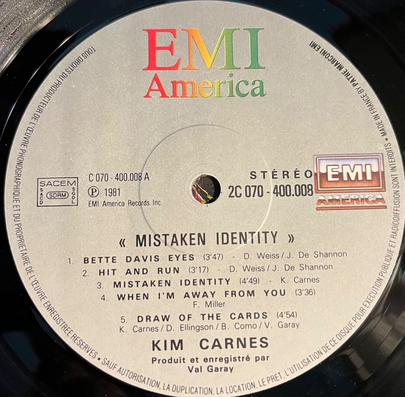 Schallplatten: KIM CARNES - MISTAKEN IDENTITY - 33 Tours – Gebraucht aus Bussigny von vinyl-pas-cher 2