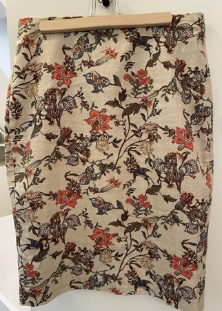 Chic Floral Pencil Skirt, Autumn Tones, Gr. S/M