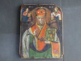 Antike Ikone / Heiliger Nikolaus 18Jh. / Bulgarien ?