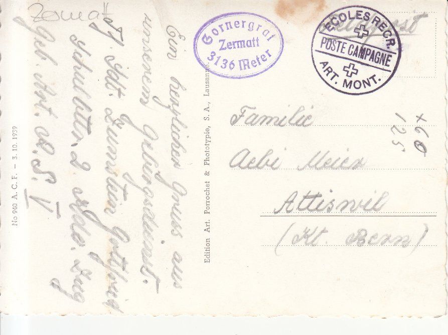 Cartoline postali: Riffelsee ca. 1940 – Usato da Bürglen TG venduto da StampGraf 1