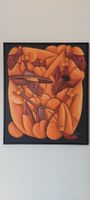 Gemälde Afro-Kunst orange