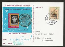 Ballon 1974 Deutschland Diedorf Augsburg Luftpost 34. DKB