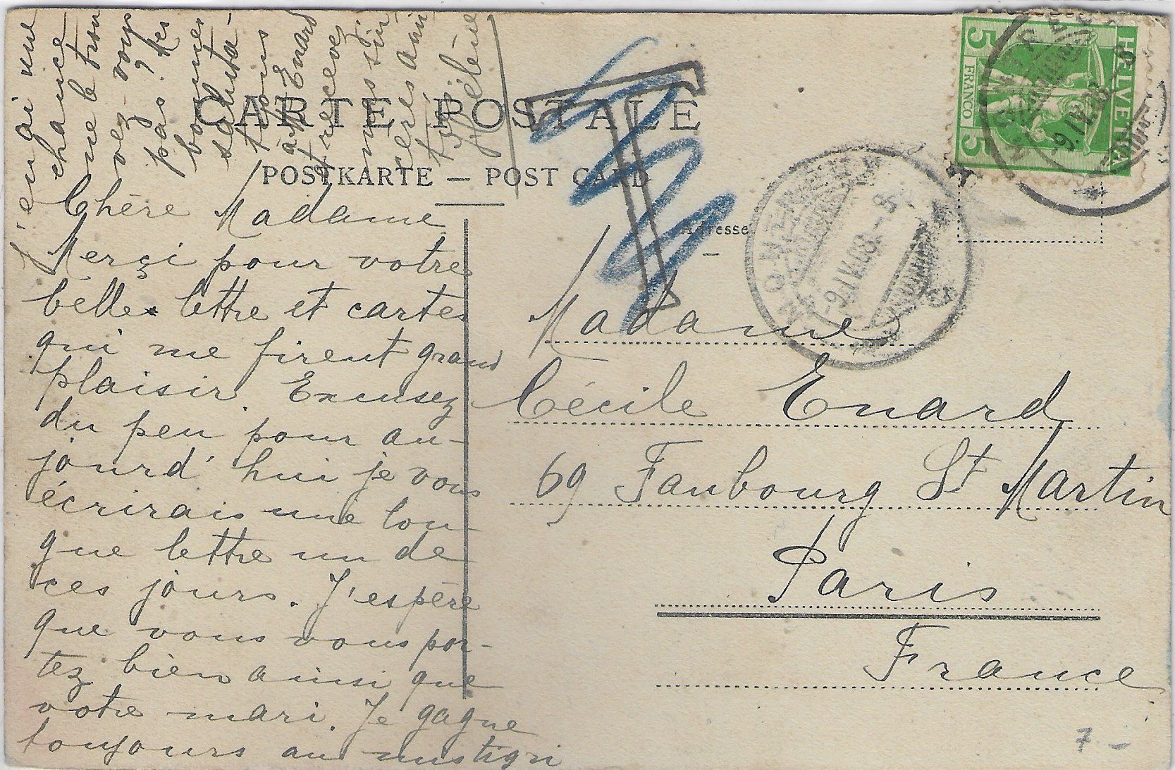 Cartoline postali: Montreux - Vue generale - coloriert – Usato da Ettingen venduto da Kartenplanet 1
