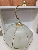 Vintage Hängelampe Messing-Optik, Glas satiniert mehrflammig