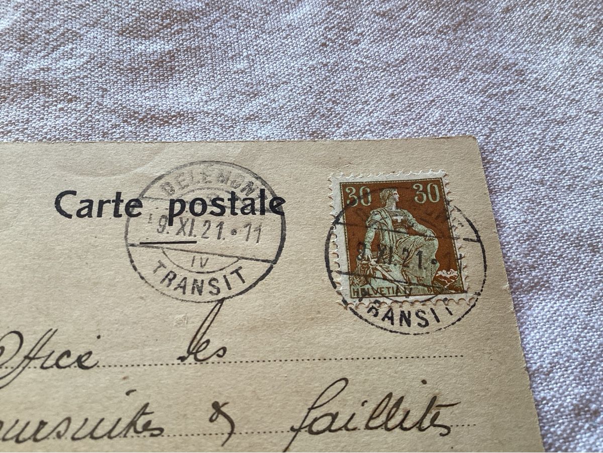 Cartoline postali: Delémont recommandé pour Sierre 1921 – Usato da Luc (Ayent) venduto da Rebouille 1
