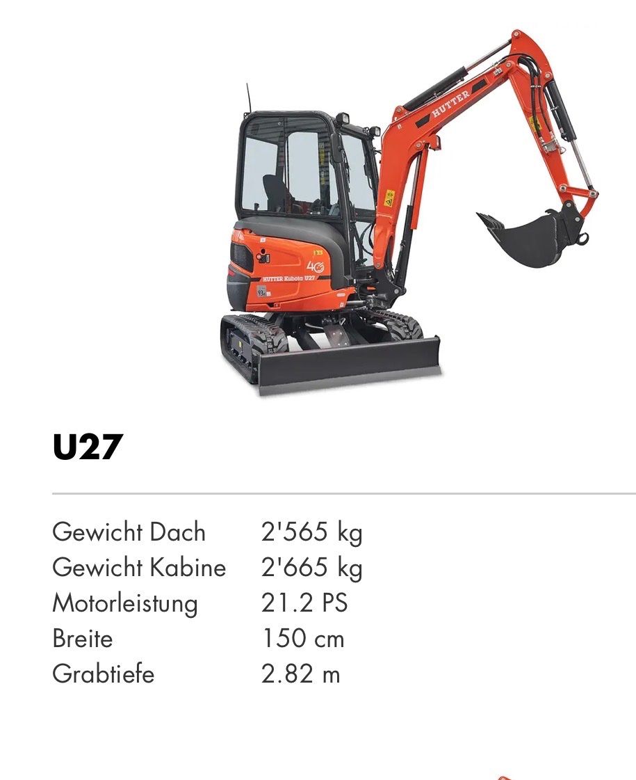 Kubota Escavatori: Bagger 2.7 t  mieten – Usato da bäretswil venduto da doser25 4